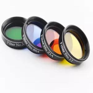 망원경 접안렌즈용 Solomark 125인치 4pcs 컬러 필터 세트 12번 노란색 23번 빨간색 80A 파란색 및 56번