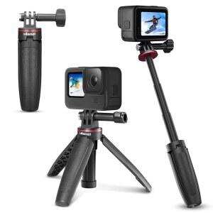 울란지 MT-09 카메라 삼각대, 3방향 셀카봉, 3단 연장 가능, 경량, GoPro용, 휴대용, 소형, 모노포드, 스마트폰 스탠드, 미니 테이블탑 마운트, 액세서리, DJI OSMO와 호환, 액션, GoPro, 브이로그, 라이브 방송,