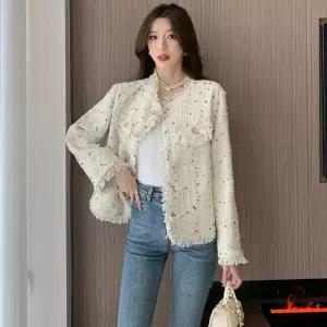 무천도사 여성 여성용 테일러드 트렌드 재킷 쇼트 코트 도트 컬러 KKE1