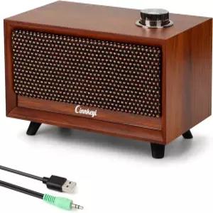 나무 PC 사운드바 컴퓨터 스피커 USB 전원 라인인 블루투스 3 모드 3.5mm/USB 입력 컴팩트 스테레오 -