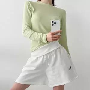 여자 롤업밴딩 여름숏팬츠 레터링 와이드핏 면 반바지_25221328_588872
