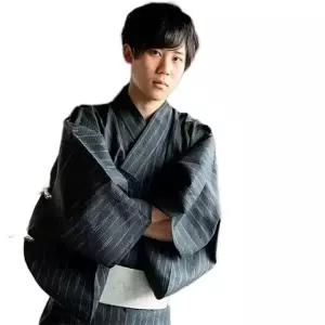 프리미엄 남자 린넨 일본 기모노 목욕가운 벨트 유카타 1번 M 키167~176cm