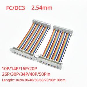 FC to DC3 2.54MM 피치 IDC 컬러 플랫 케이블 LED 스크린 연결 JTAG 다운로드 라in 10/20/40/60/80/100cm 4