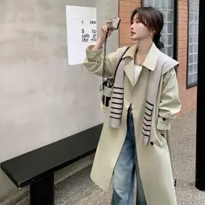 여성 롱 트렌치코트 스트라이프 숄 선물 H11Z1P HOT1