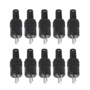 L9BE 10피스 2Pin DIN 스피커 남성 플러그 HiFi 커넥터 나사 단자 전원 램프 어댑터 블랙