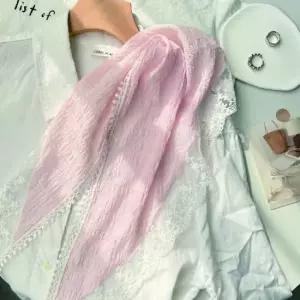 여성 레이스 스카프 숄더 숄 프릴 넥워머 봄 가을 데일리 포인트 45cm 150cm 화이트