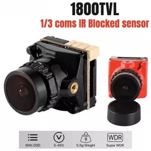 FPV 카메라 1800TVL 5MP 2.1mm 1/3 coms IR 차단 senso 5V-40V NTSC/PAL OSD 내장형 RC 레이싱 드론 DIY