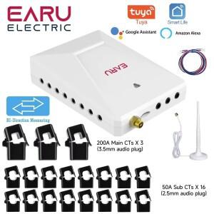 Tuya 스마트 와이파이 멀티 회로 양방향 전력 에너지 kWh 계량기 모니터 AC90-480V 19 개 CT 클램프 200A 3