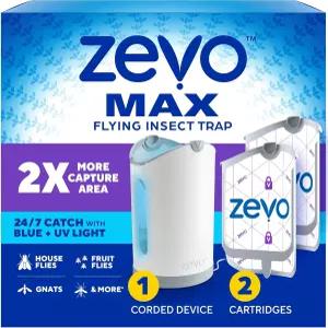 실내용 Zevo MAX 벌레잡이 및 파리잡이 - 날벌레 집 과일 위한 덫 모든 방에서 사용 노-메쉬 폐기 베이스