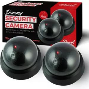 빨간색 LED 조명이 있는 더미 가짜 감시 CCTV 돔 카메라 실외 무선 홈 캠 시스템 배터리 구동 가정용 또는
