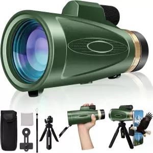 스마트폰 어댑터 삼각대가 장착된 단안 망원경 12X60 HD 고출력 BAK4 프리즘 및 FMC 렌즈가 대형 비전 조류