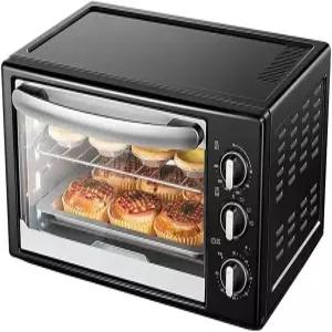 정밀 온도 제어가 가능한 미니 35L 전기 오븐 90-230°C 및 0-60분 타이밍 1500W 이중층 다기능 소형 블랙
