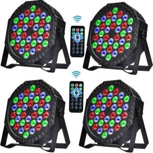 무대 조명 DJ 36LED 파 - 4팩 RGB 파티 사운드 활성화 리모컨 디스코 웨딩 클럽 Ba 크리스마스 실외용