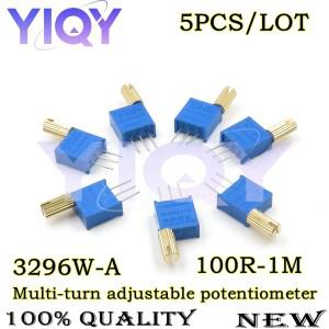 5PCS 3296W 다중 회전 조정 가능 전위차계 100R200R1K5K100K50K10000K500K1M 금속 샤프트 긴 핸들