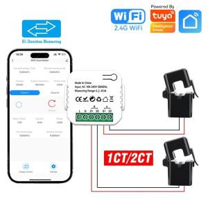 80A TUYA 스마트 WiFi 에너지 미터 양방향 AC100-240V 12 CT 클램프 라이프 앱 모니터  생산 및 소비 전력