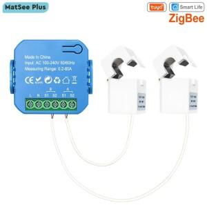 TUYA 스마트 라이프 ZigBee 양방향 에너지 미터 2채널 80A 클램프 앱 모니터링  수출 및  전력 AC100V240V