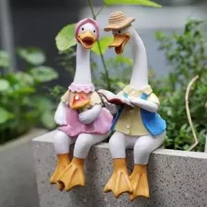 오리조각상 선물용 장식품 조각상 동물 정원 커플 야외 오리