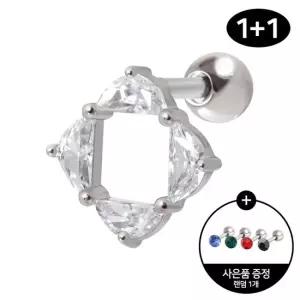 [미니아트] 써지컬 스틸 스퀘어 큐빅 패션 피어싱 1+ 1
