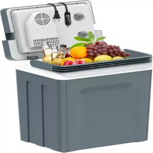 TopAutoGear 25L 휴대용 전기 쿨러 워머 손잡이가 있는 소형 냉장고 110V AC 및 12V DC 자동차