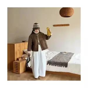 엘럽 여자 모피 코트 털가죽 일체형 램스울 빈티지 터틀넥 보온 캐주얼 원템1