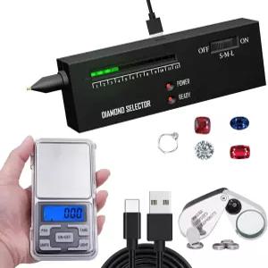 HMJOY 다이아몬드 테스터 200g/00g 미니 주얼리 스케일 30배 LED 확대 USB 전원 공급 다양한 운영 환경에