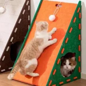 반려묘 고양이 숨숨집 스크래쳐 냥이 하우스 집 스트레스해소 캣타워 1개 오렌지