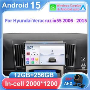 현대 베라크루즈 ix55 2006- 안드로이드 15 카 스테레오 멀티미디어 라디오 유닛 플레이어 GPS 무선 오토 2