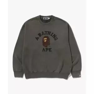BAPE 가먼트 다이 콜리지 릴렉스트 핏 크루넥 스웨트셔츠M OLIVEDRAB 436649
