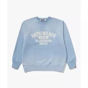 BAPE 디스트로이 워시드 이펙트 릴렉스트 핏 크루넥 스웨트셔츠M SAX 436747