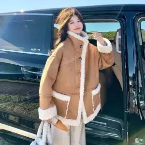 여성 세무 일체형 코트 부드러운 마이야르 양면 모피 퍼 CH1