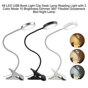 독서실조명 48 LED USB 책 조명 360도 조절기 10가지 조명등 램프 클립 모드 3가지 침대용 책상 독서등
