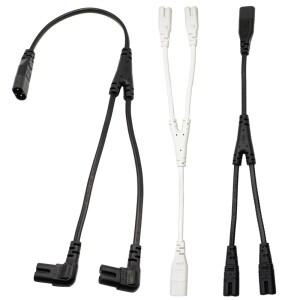 1PC IEC 320 C8 2Pin 남성 - 2 x C7 여성 Y 전원 케이블 검정흰색 연장 코드