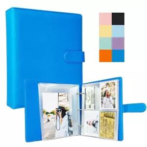 PLRBOK A5 D 모양 3 링 리필 가능 사진 앨범 마그네틱 버클 반짝이 PU 가죽 바인더 커버 10×15 15×21