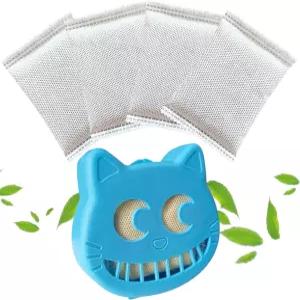 무향 고양이 쓰레기통 탈취 키트 스틱온 활성탄 냄새 제거제 대부분의 수동 및 자동 리필+1박스 파란색