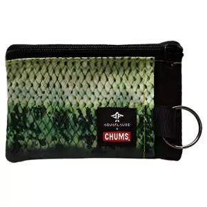 Chums Surfshorts 지갑 - RFID 차단 카드가 있는 경량 슬림 지퍼, 열쇠고리가 미니멀리스트 패턴, Aqua Fla