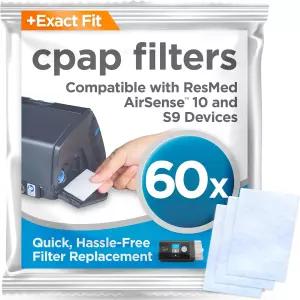 ResMed AirSense 10 및 AirCurve 10-60 팩 일회용 교체 필터용 CPAP 리스플랩 - S9 시리즈에도 적합 1년