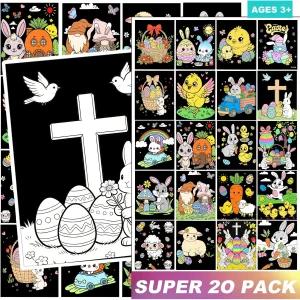 HABDJILTY 20pcs 부활절 벨벳 색칠 포스터 DIY 공예 대량 퍼지 토끼 우주 파티 선물 홈스쿨 활동을 위한 봄
