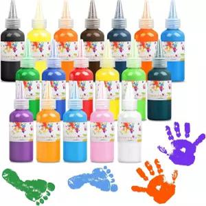 워셔블 핑거 페인트 18가지 색상 세트 대용량 2.1플 온스/60ml 무독성 DIY 공예용 아트 페인팅 용품 선물