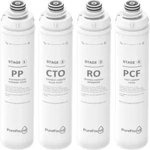 RO100ROPOT 4팩 워터 필터 교체 카트리지 세트 블루부아 및 RO100ROPOTUV 시리즈 4개 팩(PP 1개 CTO PCF