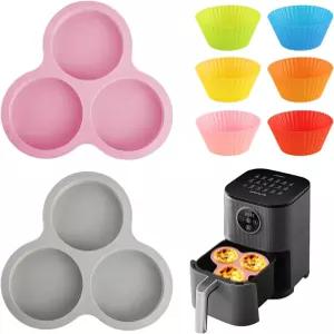 Abnaok 2PCS 바이트 실리콘 몰드 컵케이크 라이너 BPA 프리 4인치 원형 논스틱 머핀 탑 팬으로 아침