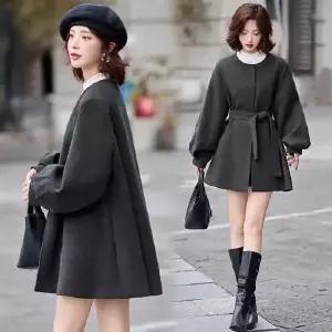 하프 모직 가을 여성패션 코트 벌룬 소매 도톰 DL3