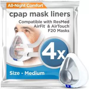 리스플랩 CPAP 마스크 라이너 - 풀페이스 슬립라이너 에어핏 F20 스타일 중형 4팩