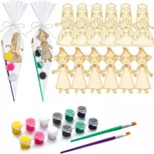 어메이징스파크 12세트 페인트 나만의 마녀 파티 핑크색과 녹색 공주 DIY 우드 페인팅 공예 키트 색칠 아트
