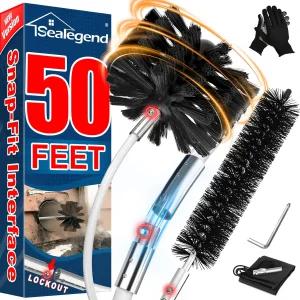 Sealegend 50피트 건조기 구 클리너 키트/보풀 제거기/파이어플레이스 굴뚝 브러시/파워 드릴 유무에