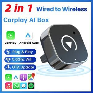 GPS 2in1 무선 카플레이 어댑터 안드로이드 오토 스마트 AI 박스 차량용 플러그 앤 블루투스 미니 동글 지