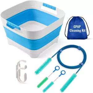 호스 및 마스크용 CPAP 청소 키트 22mm 튜브용 듀얼 엔드 브러시 접이식 세면대 2개의 디테일 후크 보관