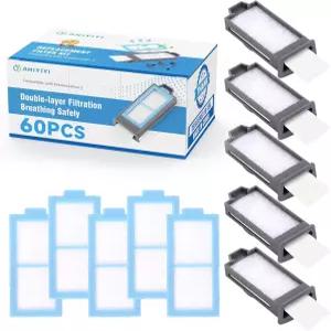 드림스테이션 2용 60PCS 교체 CPAP 필터에는 사전 조립 5개 꽃가루 25개 초미세 AHIIYI의 재사용 가능한