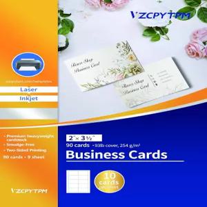 VZCPYTPM 인쇄 가능 명함 2인치 x 3.5인치 90개의 빈 잉크젯 및 프린터 개인 맞춤형 장소 카드 DIY 재고