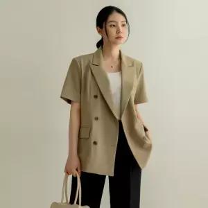 [66-110] 꼬미소 카라 더블 버튼 반팔 재킷