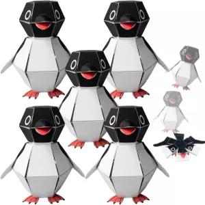 마노 5팩 바운싱 버디 펭귄 공예 키트 3D 귀여운 DIY 오리가미 점프 종이 세트 위한 스프링 바운스